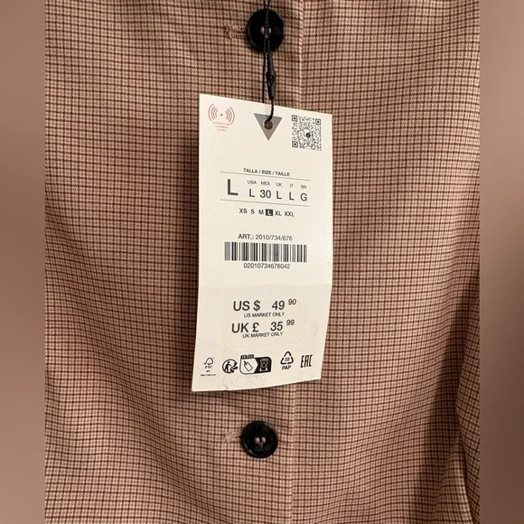 ZARA Sleeveless Button Front Vest – Size L - Picture 4 of 7